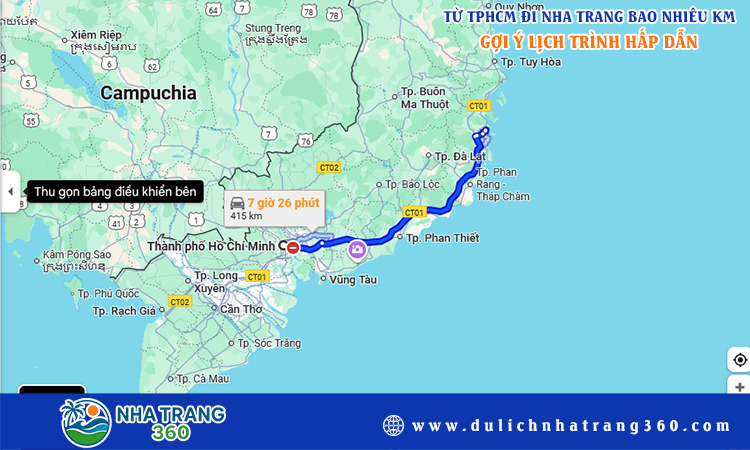 Từ TPHCM đi Nha Trang bao nhiêu km